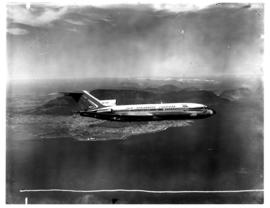 Cape Town, 1966. SAA Boeing 727 ZS-DYM 'Tugela' in flight.