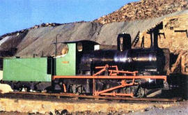 Nababeep. Plinthed engine 0-6-2 'Clara' built by Kitson & Co in 1891 for Namaqualand Railway....