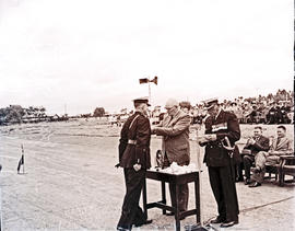Kroonstad Railway Training College, December 1954. Medal presentation to railway police by Mr McD...
