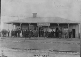 Krugersdorp, 1896. Railway staff at station.