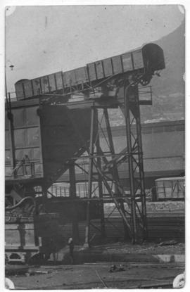 Cape Town. Accident at coaling station with goods wagon dangling over the side.