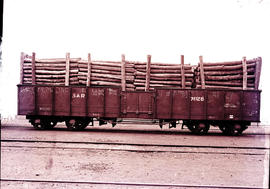 
SAR bogie open wagon, not dropsided Type C-1 No 7826 loaded with timber, ex NGR.
