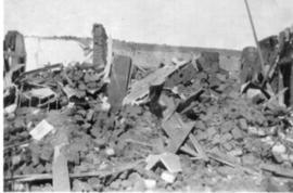 Leeudoringstad, 17 July 1932. Remains of 30 trucks after dynamite accident.