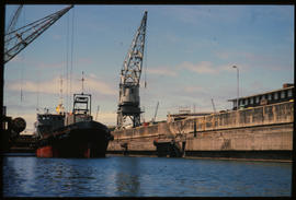 East London, March 1986. Ship in Buffalo Harbour graving dock. [T Robberts]