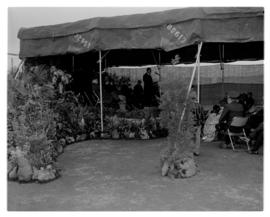 Bethulie, June 1970. Opening of new station by Mr J Kruger. Speech under canvas cover.