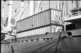 Cape Town, April 1971. Shipping containers on ship.