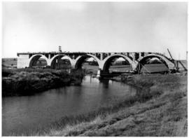 Natal, June 1954. Bridge on the new line between Estcourt and Mooi River under construction.