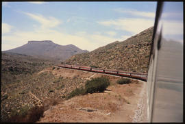 De Doorns district, 1983. Trans-Karoo passenger train near Tunnel siding.
