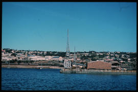 Mossel Bay, April 1979. Cranes in Mossel Bay Harbour. [Jan Hoek]
