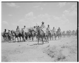 Basutoland, 12 March 1947. Mounted riders on their way to the Pitso tribal meeting.