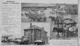 Johannesburg. Newspaper clipping with photographs of animal transport at Kazerne.
