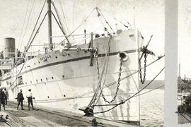 Large ship 'Soudan' moored in harbour.