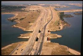 Richards Bay, July 1982. Aerial view of tidal gates at Richards Bay Harbour. [T Robberts]