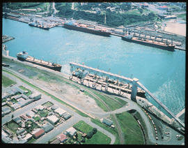 East London, October 1981. Aerial view of Buffalo Harbour. [Jan Hoek]