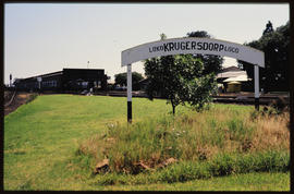 April 1995. Krugersdorp. Welcoming signboard at locomotive depot.