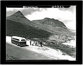 Hermanus, 1948. SAR Canadian Brill bus No MT6007 in mountain pass.