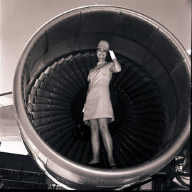 
Air hostess in Boeing 747 ZS-SAN engine.
