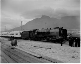 Cape Town, 24 April 1947. SAR Class 15F No 3030 with Royal Train at Table Bay Harbour.