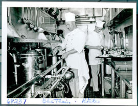 "1958. SAR. Blue Train chef in kitchen."