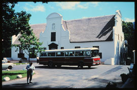 Cape Town. SAR Mercedes Benz tour bus at Groot Constantia.