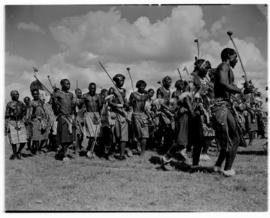 Nelspruit, 28 March 1947.  Traditional dancers in their dance routine.