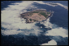 Port Elizabeth, July 1981. Aerial view of Bird Island and lighthouse.