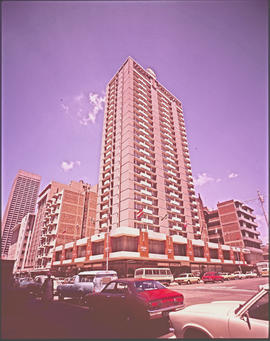 Johannesburg. The 'Tollman Towers' building in city centre.