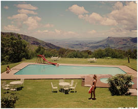 Swaziland, January 1974. Swimming pool at the Highland View hotel near Mbabane. [D Dannhauser]