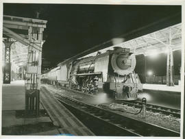 Bloemfontein. SAR Class 23 on passenger train at night at Bloemfontein station.