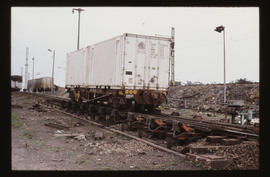 Container wagon on special track section.