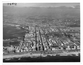 Durban, 1966. Aerial view of city centre.