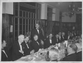 October 1948. Retirement dinner of Mr FCM Wilters. General Manager Marshall Clark has the floor.