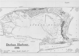 Durban, 1940. Map of Port Natal Durban Harbour showing marine airport, seaplane flying boat base,...
