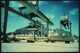 Cape Town, 1988. Cranes handling containers at Culemborg depot.