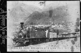 
Happy New Year's card with NZASM 40 Tonner No 46 'W Eduard Blok' hauling a goods train.
