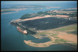 Richards Bay, November 1979. Aerial view of coal terminal in Richards Bay Harbour. [D Dannhauser]