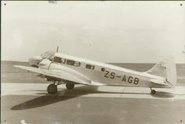 Johannesburg. Rand airport. SAA Airspeed Envoy ZS-AGB 'Sir Hercules Robinson'.