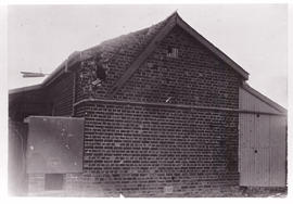 Circa 1900. Anglo-Boer War. Pumper's house from north end, Modder River. Brickwork damage by Brit...