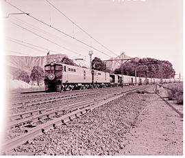 Krugersdorp district, 1963. Two SAR Class 5E's with Blue Train.