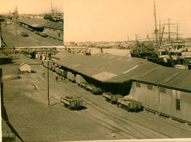 East London. Wagons and warehouses at Buffalo Harbour.
