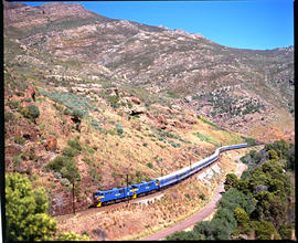 Tulbagh district. Blue Train in Tulbaghkloof.