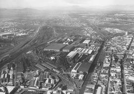 Cape Town, 1957. Aerial view of workshops at Salt River.