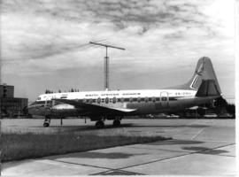 Johannesburg. Jan Smuts aiport. SAA Vickers Viscount ZS-CDU 'Bosbok'.