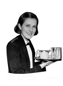 Miss Bonniface of East London as "Diana of the Dining Car" during World War Two.