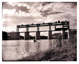 Colenso, 1949. River barrage for water supply to power station.