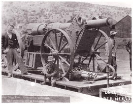 Circa 1900. Anglo-Boer War. Long Tom cannon. Damaed at Ladysmith, repaired and later to Kimberley.