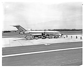 East London, 1975. Ben Schoeman airport. SAA Boeing 727 ZS-SBD 'Oranje'.