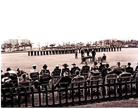 Durban, circa 1947. Medal parade of railway police at Hoy Park.
