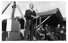 Johannesburg, 10 December 1943. Laying of foundation stone for Railway Training College at Essele...