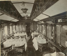 Interior of NGR Restaurant car rebuilt on delivery and later became SAR type A-5 dining car.